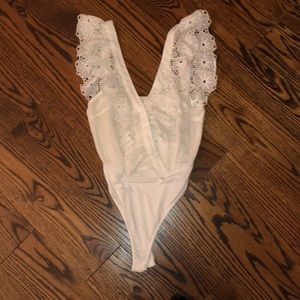 lacey white bodysuit